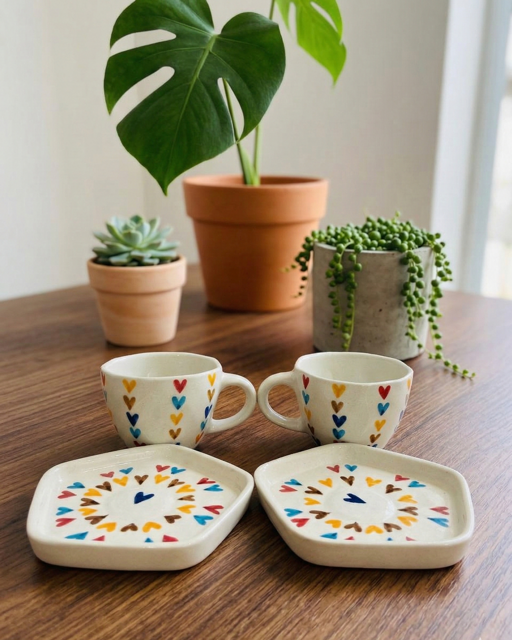 The "Joyful Hearts" Hexagon Cup & Saucer Duo