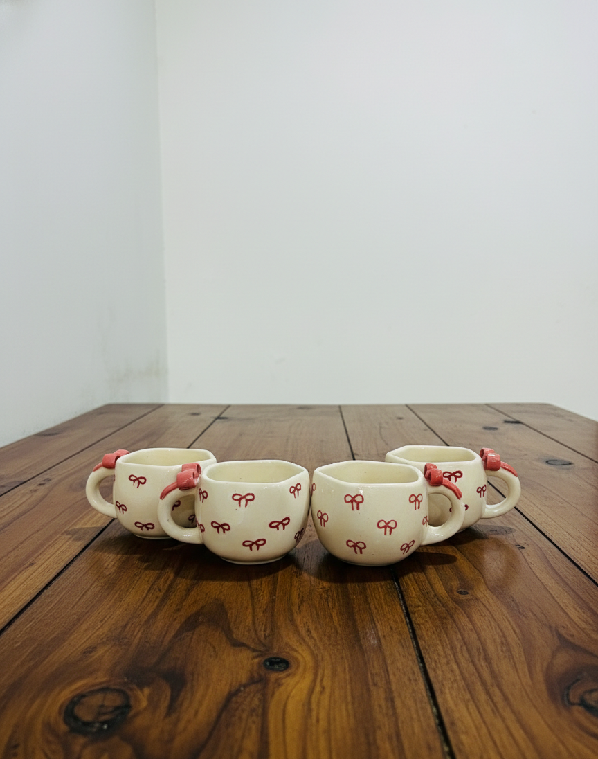 The "Little Red Bow" Mug Set (Set of 4)