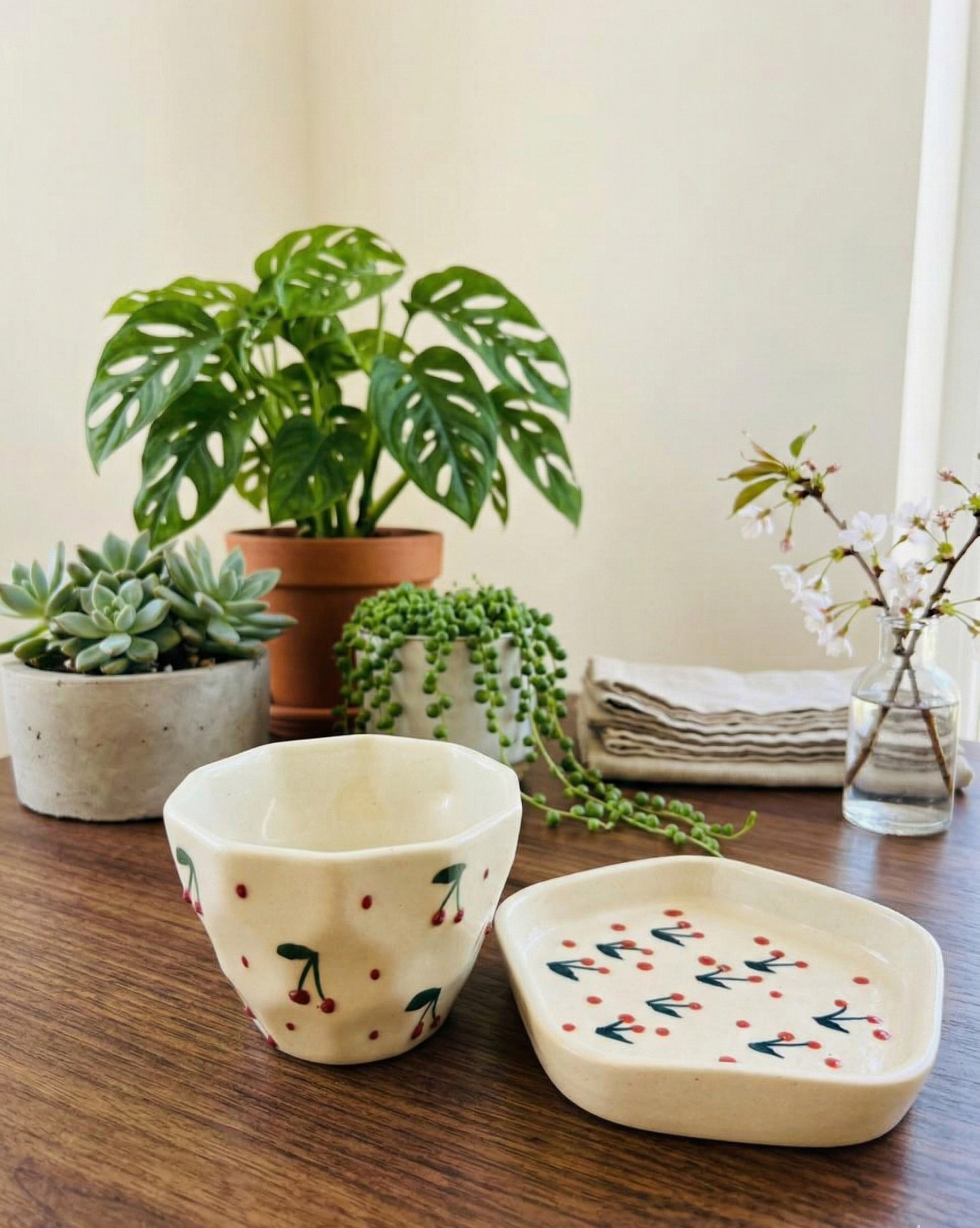 Charming Cherry Facets Cup & Saucer Set