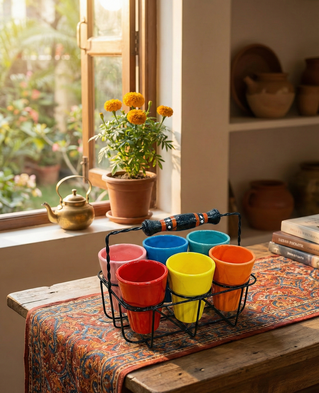 Rainbow Cutting Chai Set & Server