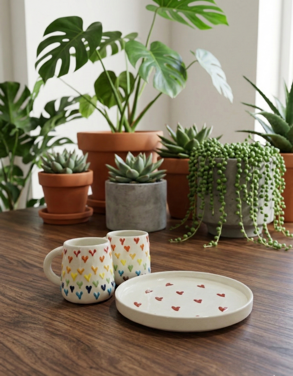 The "Rainbow Heart" Mug & Tray Set