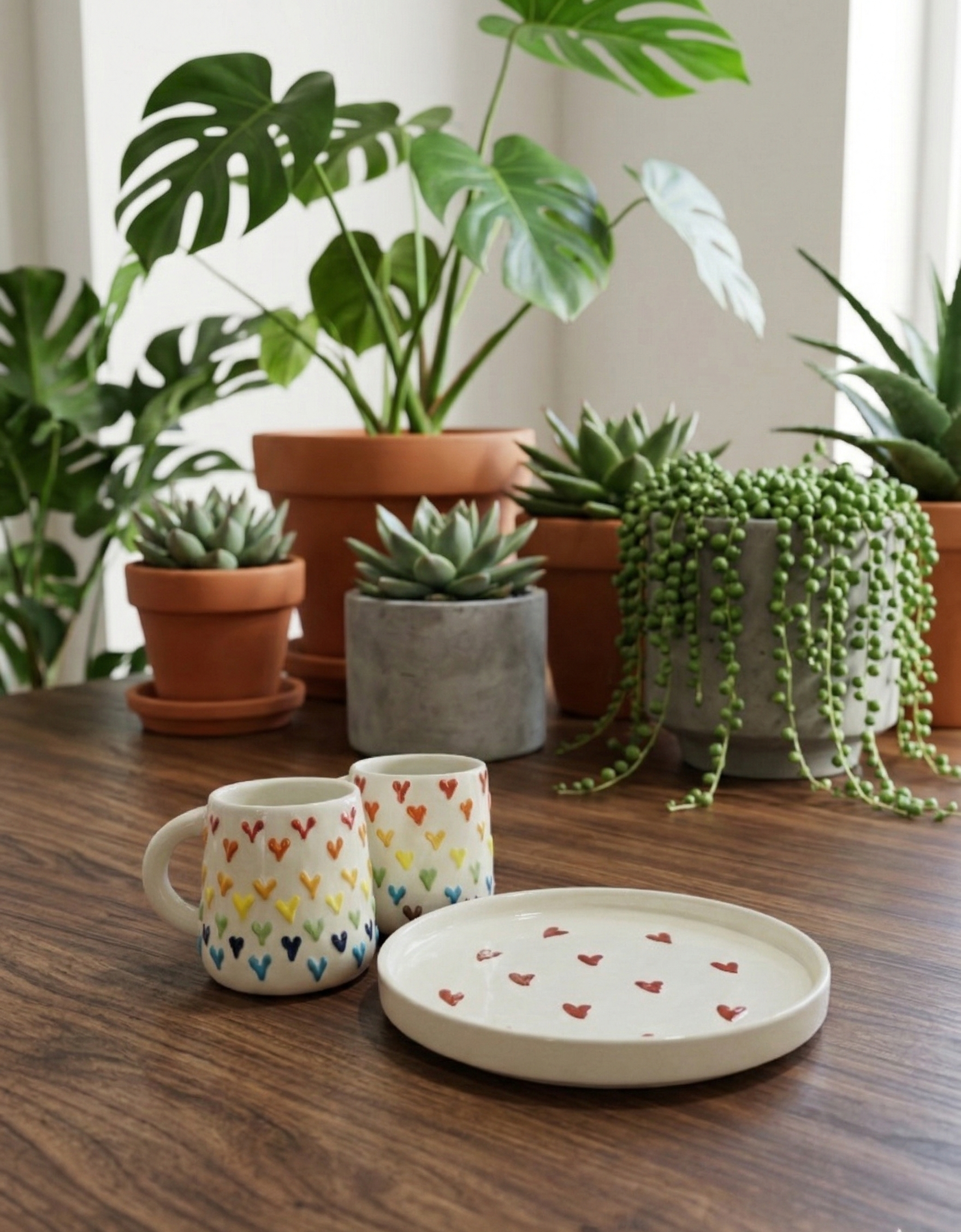 The "Rainbow Heart" Mug & Tray Set