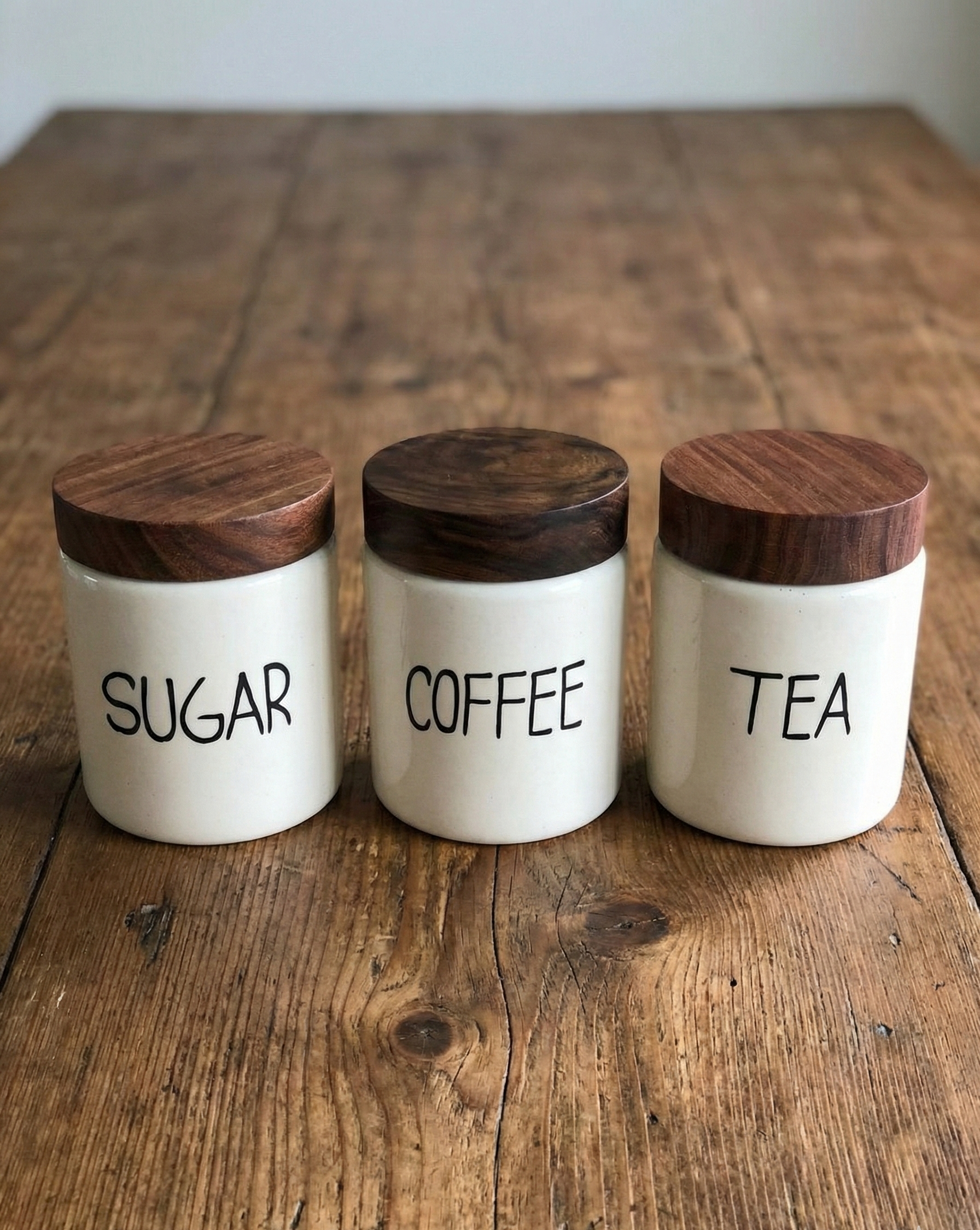 Ceramic Tea, Coffee & Sugar Jars Set
