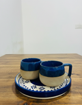The "Indigo Dip" Mug & Tray Set