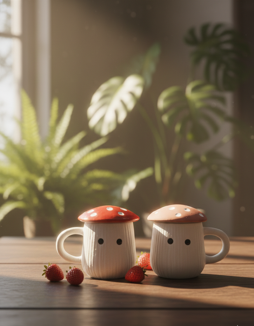 The Mushroom Cottage Mug Set of 2