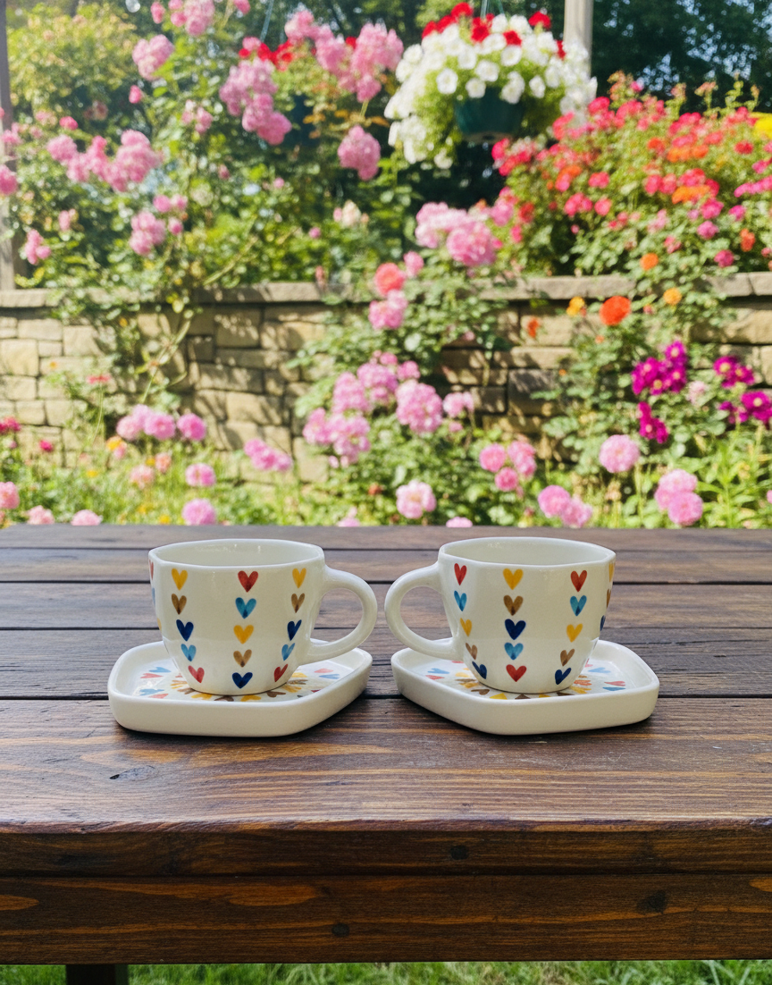 The "Joyful Hearts" Hexagon Cup & Saucer Duo