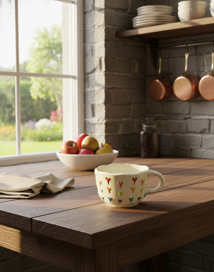 Rainbow Heart Drops Soup Cup