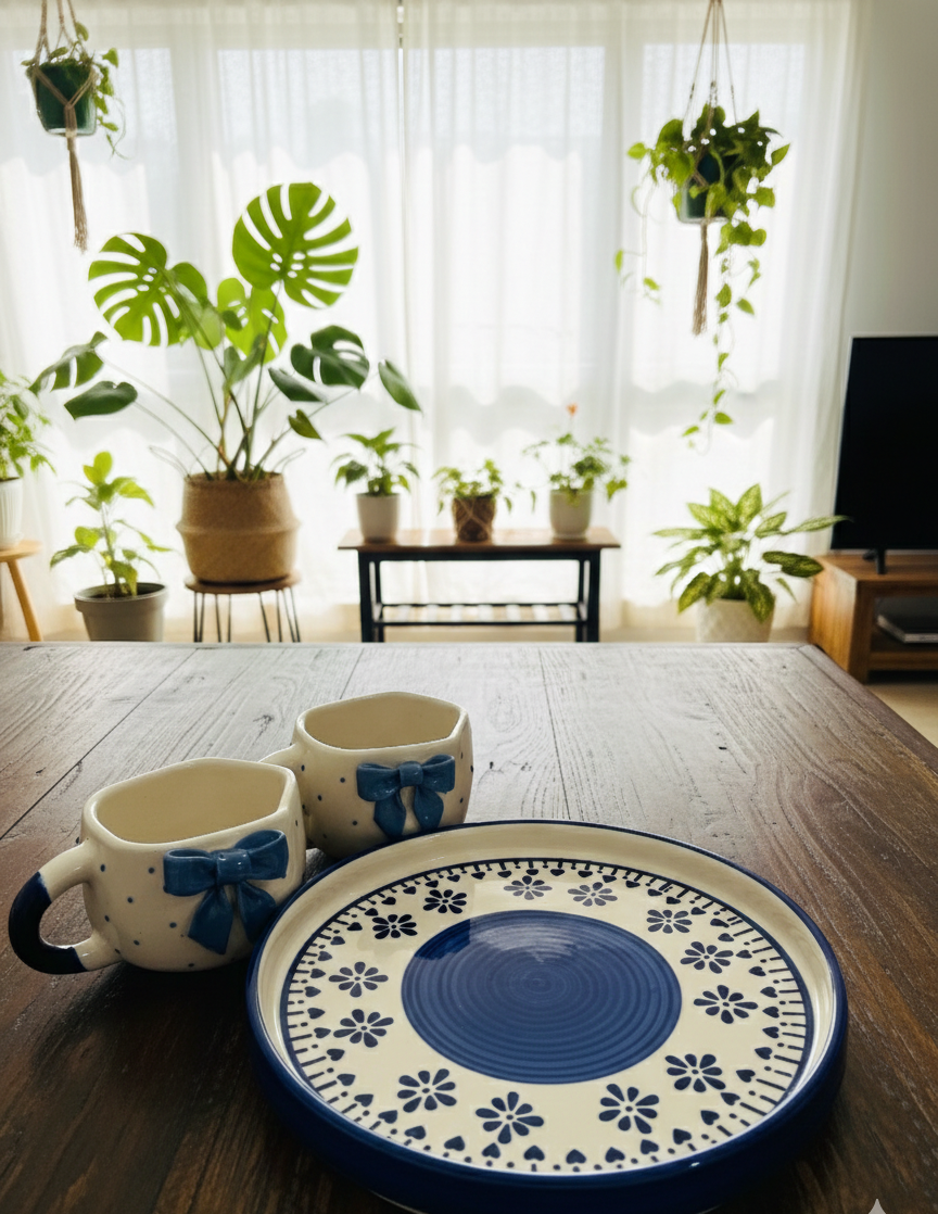 The "Coquette Bow" Cup & Tray Set