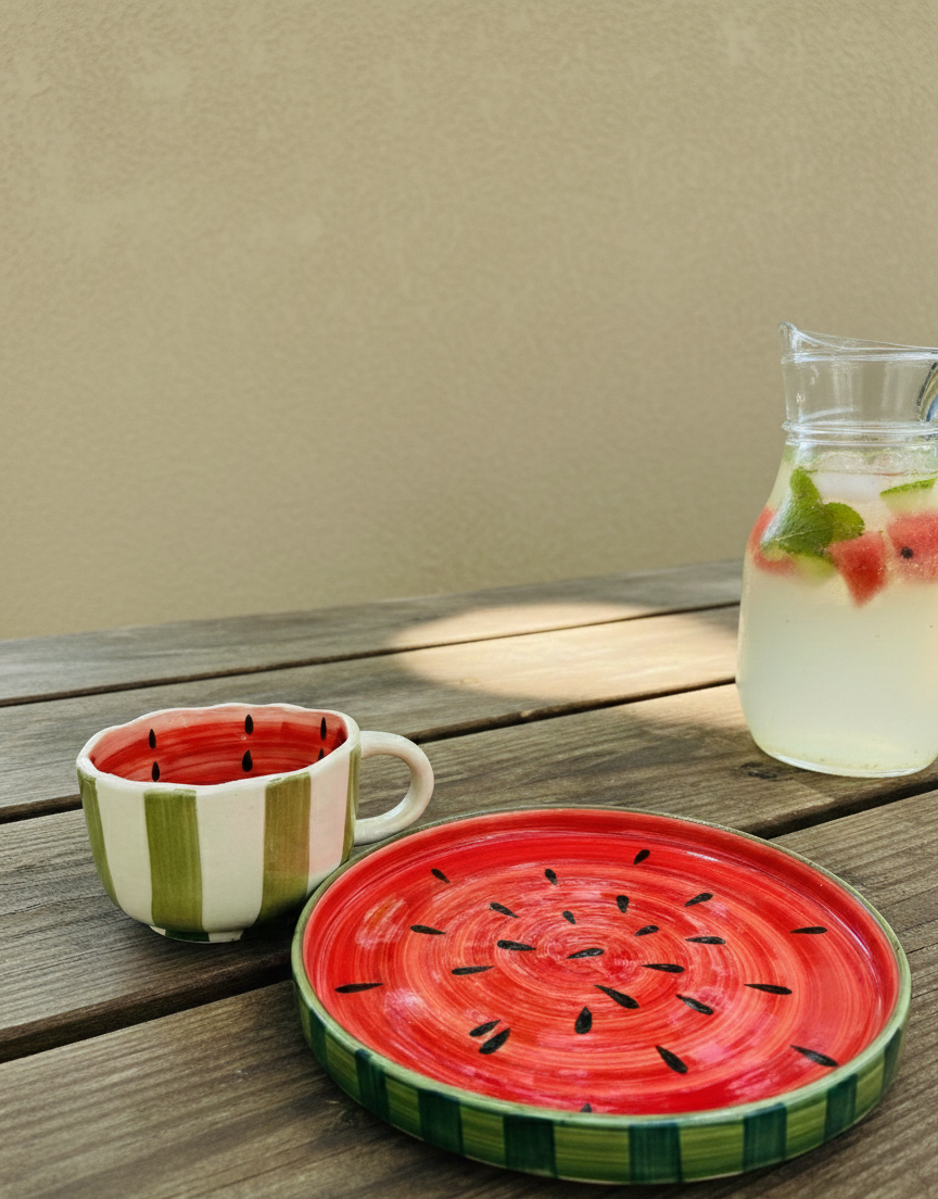 The "Summer Slice" Watermelon Cup & Plate Set