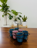The "Rustic Drip" Chai Kulhad Set of 6 & Caddy