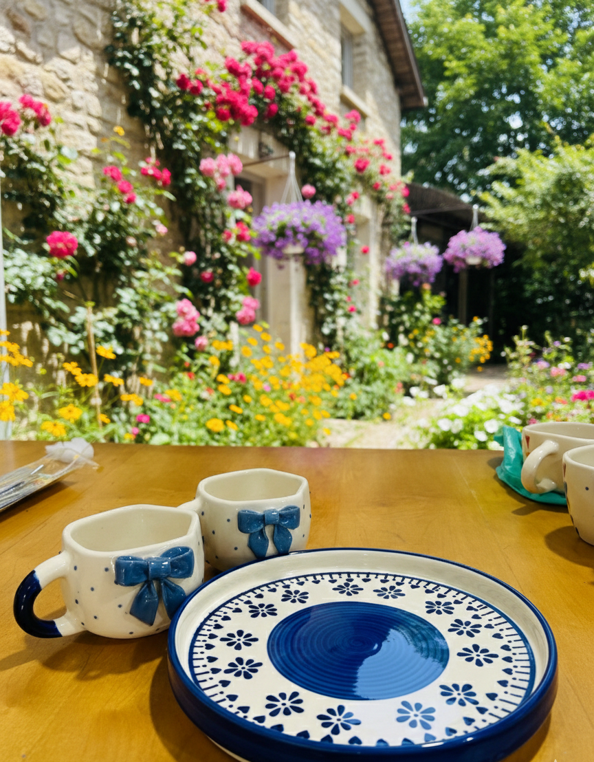 The "Coquette Bow" Cup & Tray Set