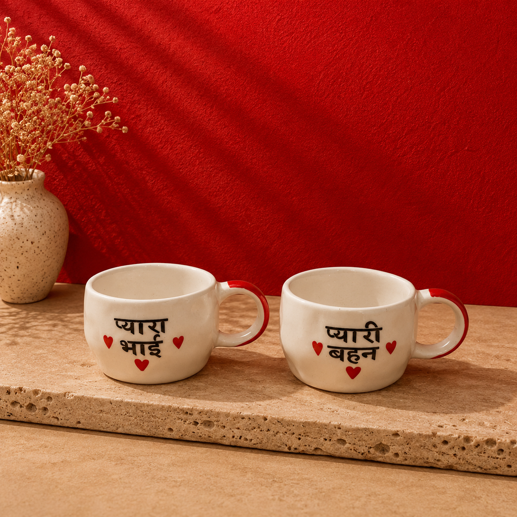 Bhai Behan Mug Set – Raksha Bandhan Rakhi Gift for Siblings
