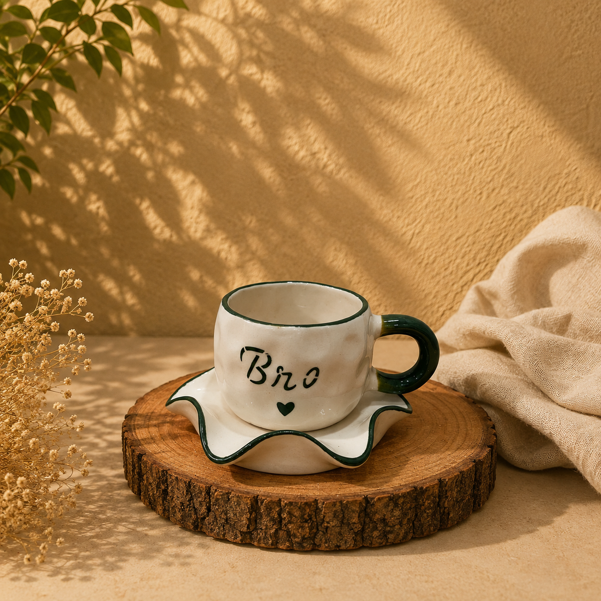 Bro Mug & Saucer – Handmade Ceramic Gift for Brother
