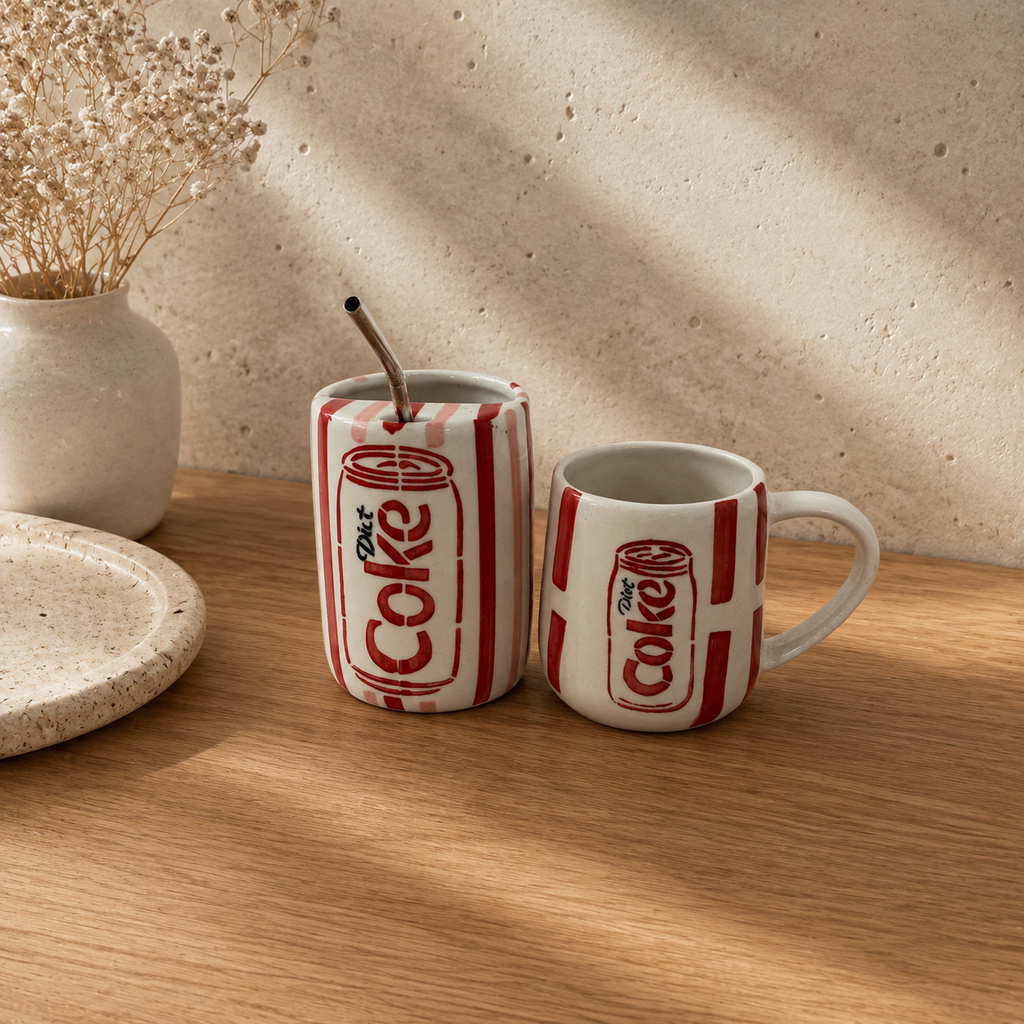 Diet Coke Gift Set – Handmade Ceramic Mug & Tumbler