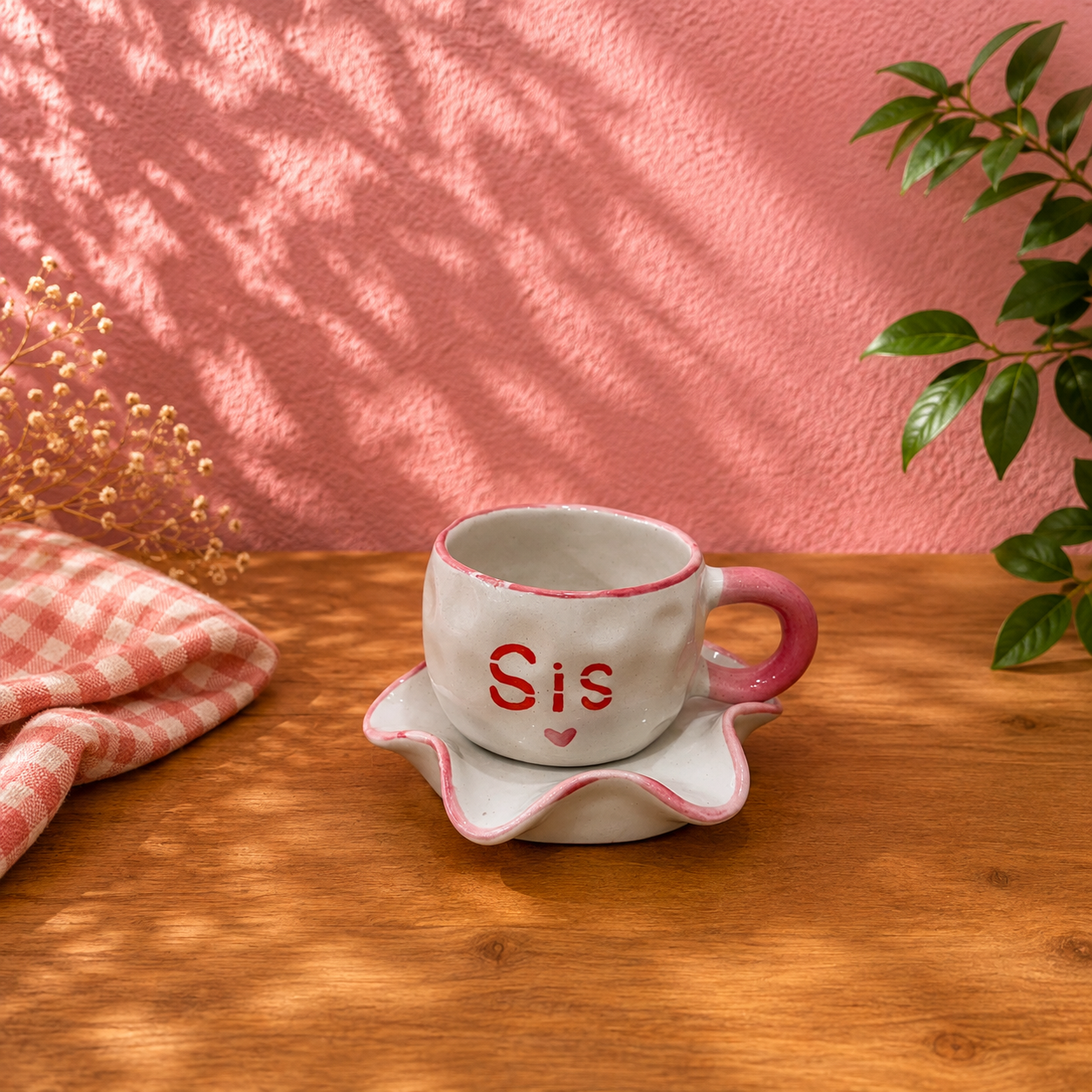 Sis Mug & Saucer – Handmade Ceramic Gift for Sister
